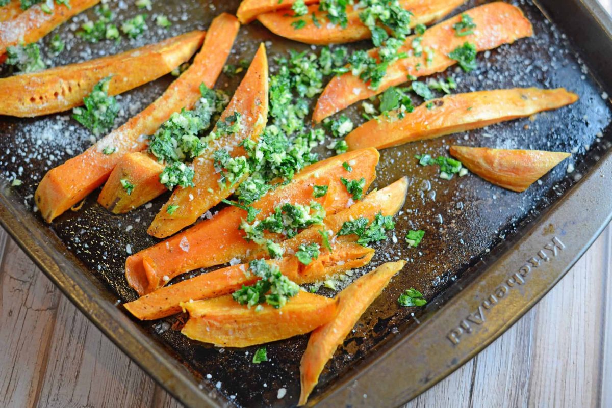 Garlic Parmesan Baked Sweet Potato Fries Oven Baked Fries