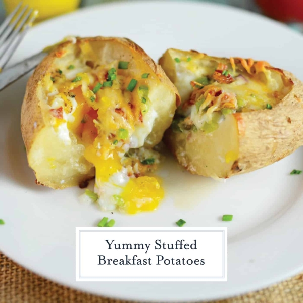 Stuffed Breakfast Potatoes + VIDEO - Cheesy Breakfast Potatoes
