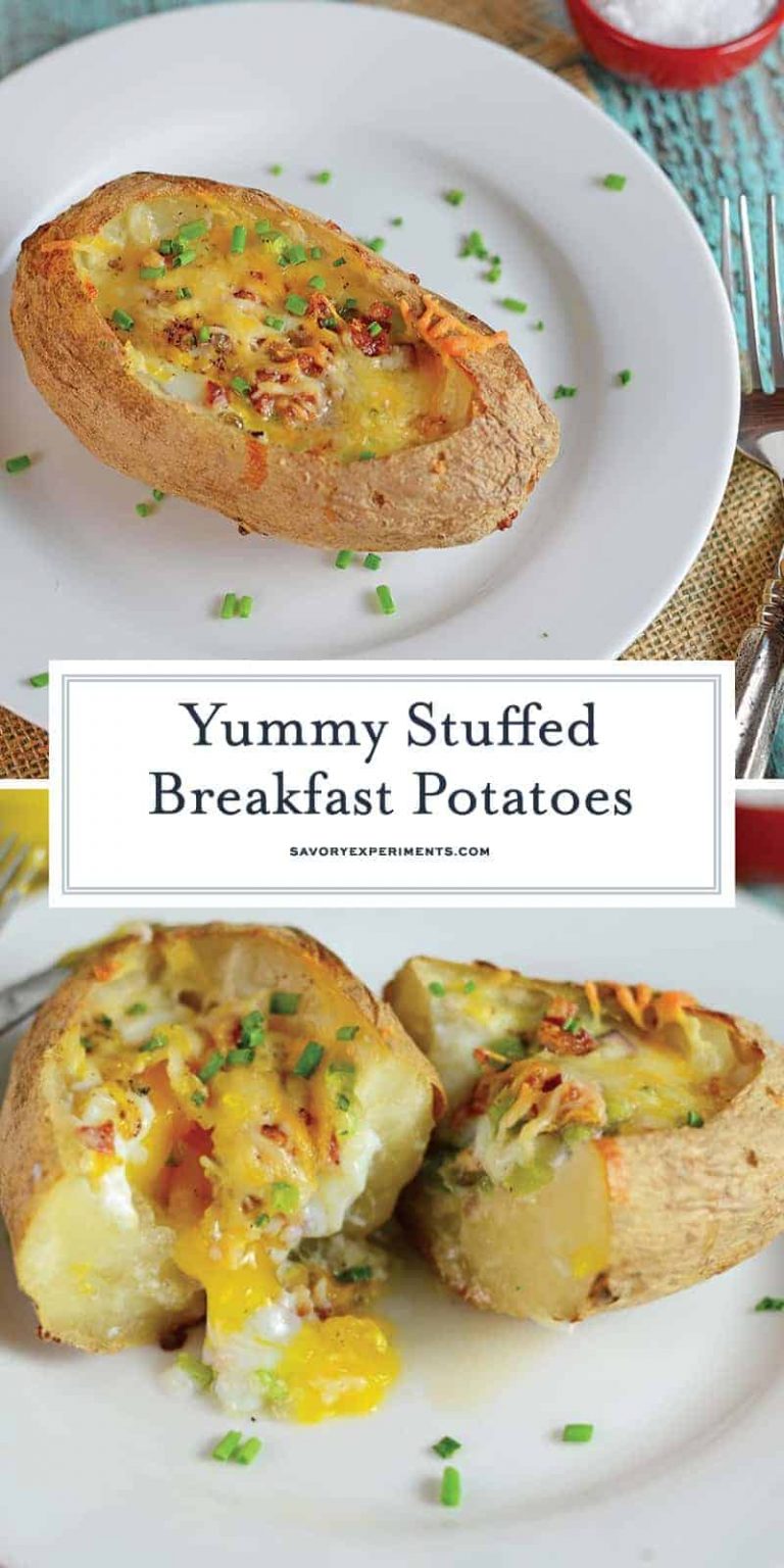 Stuffed Breakfast Potatoes + VIDEO - Cheesy Breakfast Potatoes