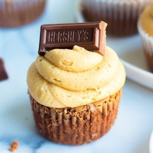 close up shot of brownie cupcake