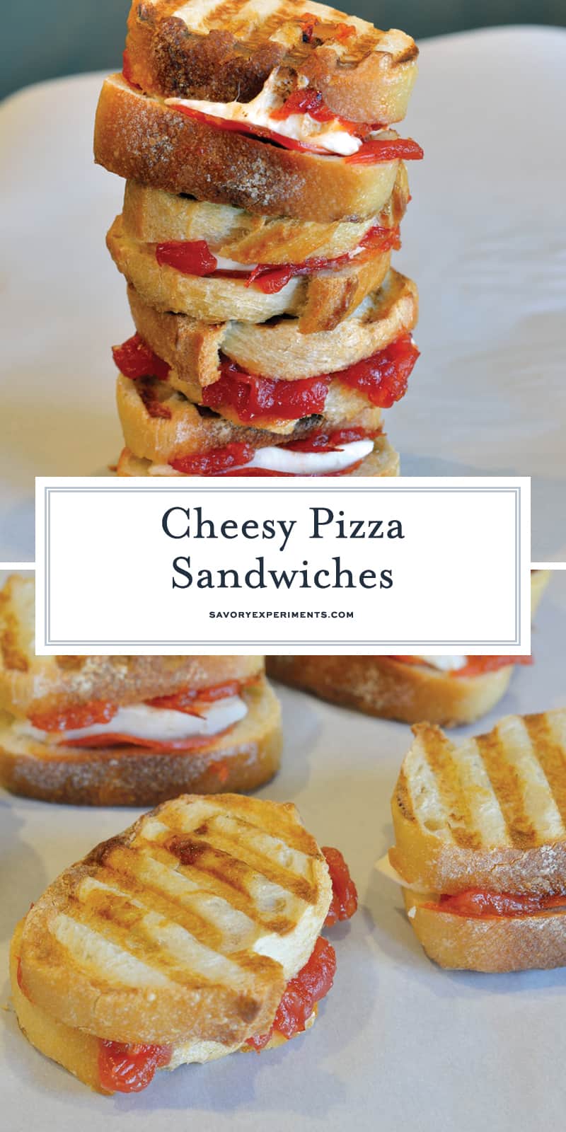 Cheesy Pizza Sandwiches  Mozzarella, Pepperoni  Tomato Jam