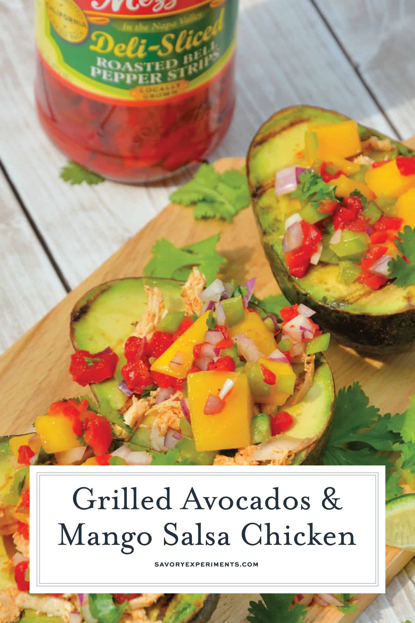 Grilled Avocados with Mango Salsa Chicken - Easy + Healthy!