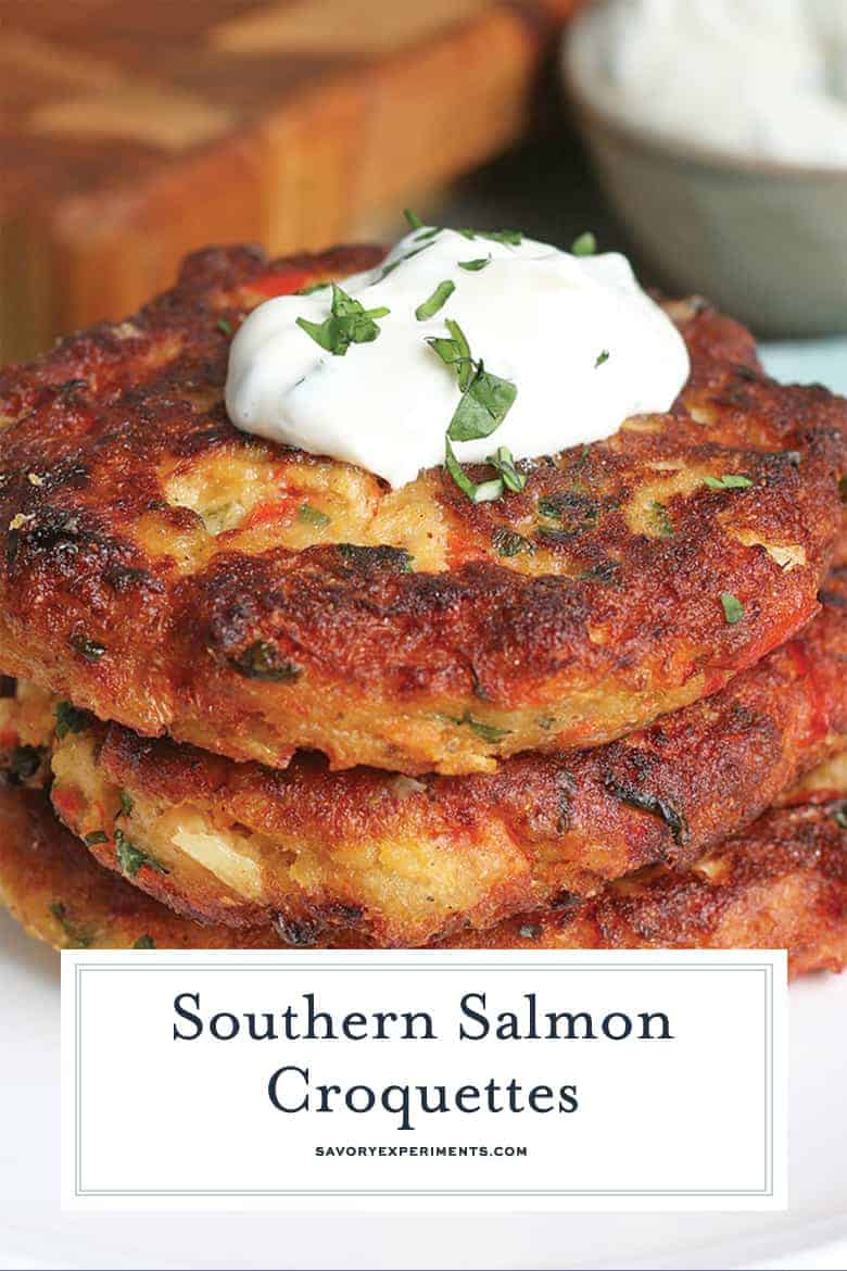 Close up of Fried Salmon Cakes 