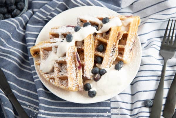 BEST Fluffy Blueberry Waffles from Scratch-EASY Blueberry Waffle Recipe