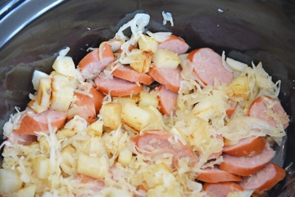 EASY Slow Cooker Sauerkraut and Sausage Recipe - Only 6 Ingredients!