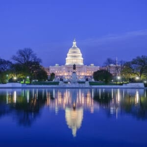 washington capital building at night