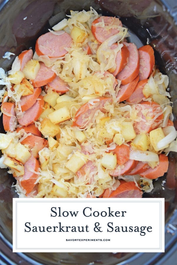 EASY Slow Cooker Sauerkraut and Sausage Recipe - Only 6 Ingredients!