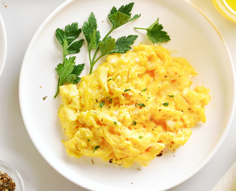 Best Fluffy Olive Oil Scrambled Eggs Recipe - How to Make Fluffy Olive Oil Scrambled  Eggs