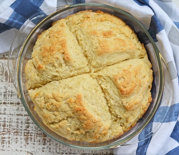 no yeast potato bread in baking dish