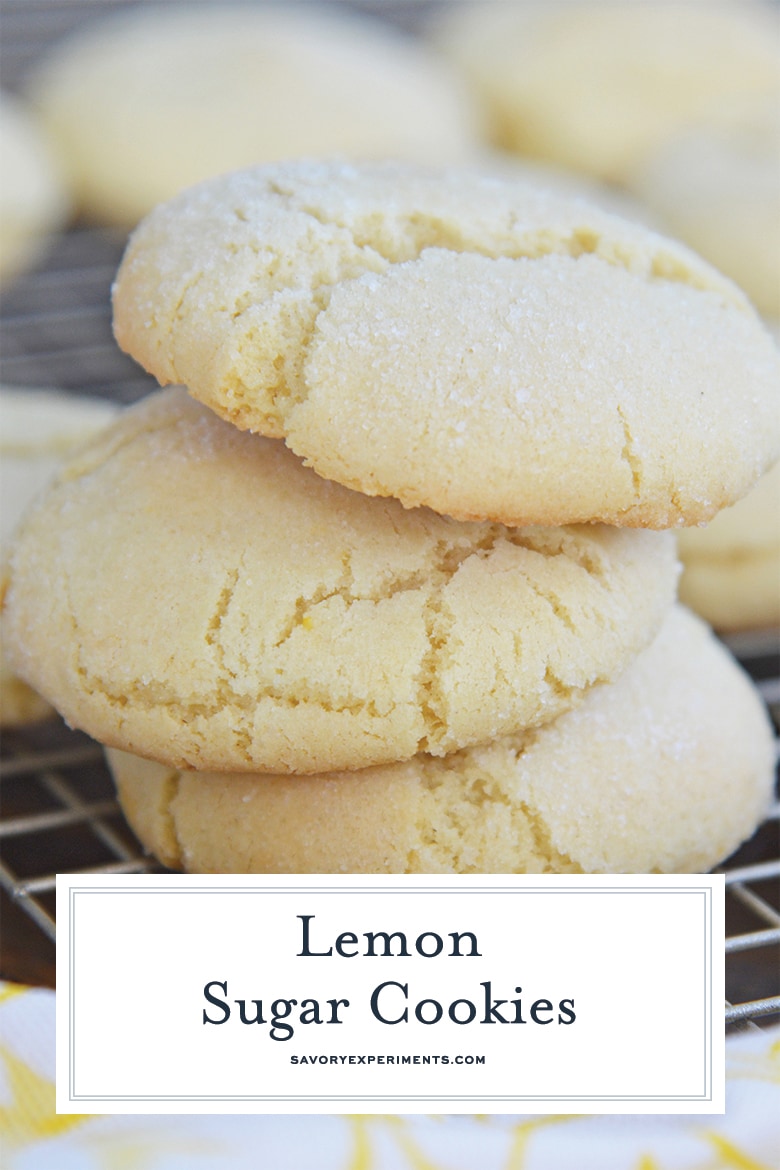 stack of three lemon sugar cookies close up 
