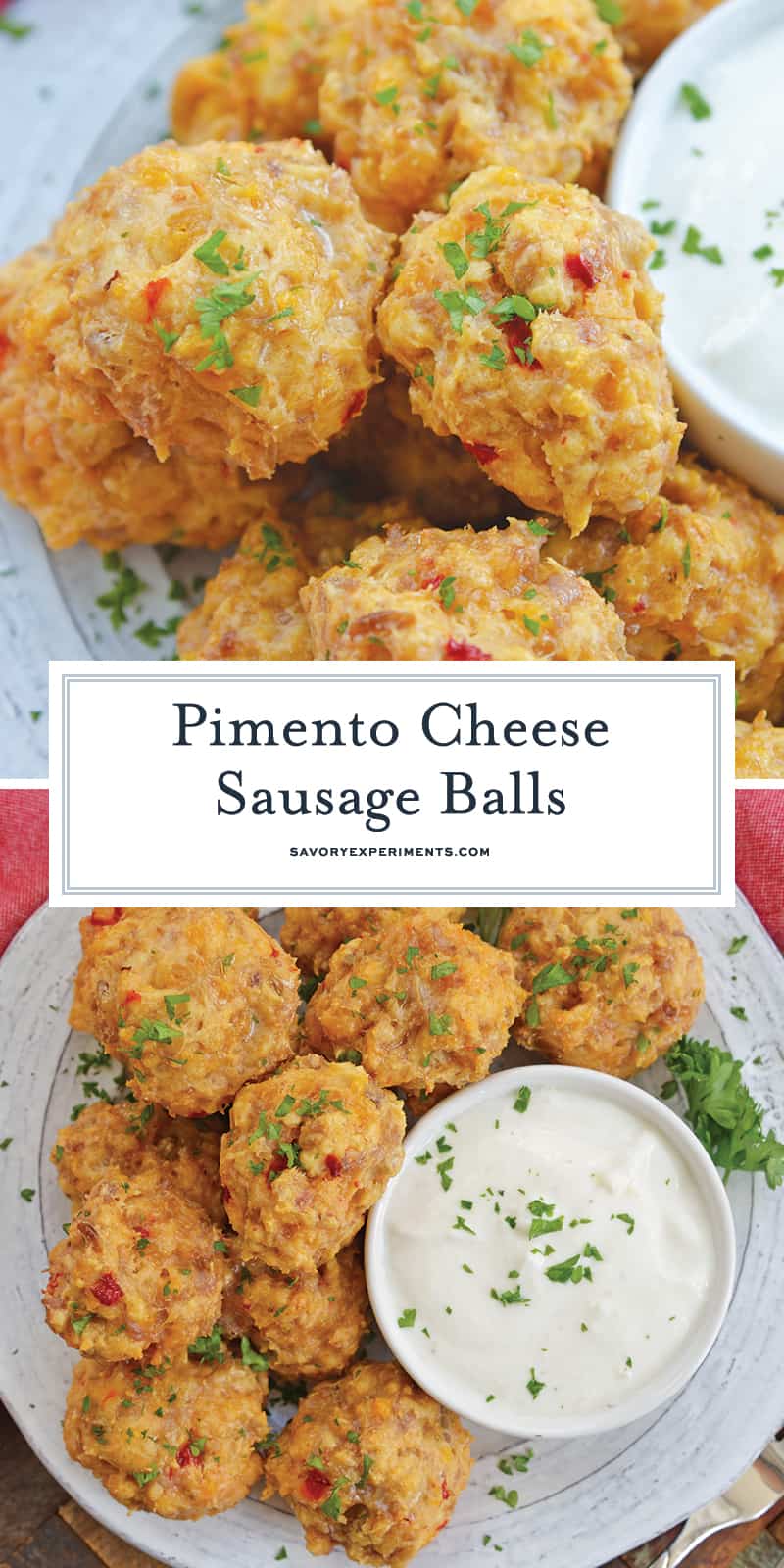 collage of pimento cheese sausage balls