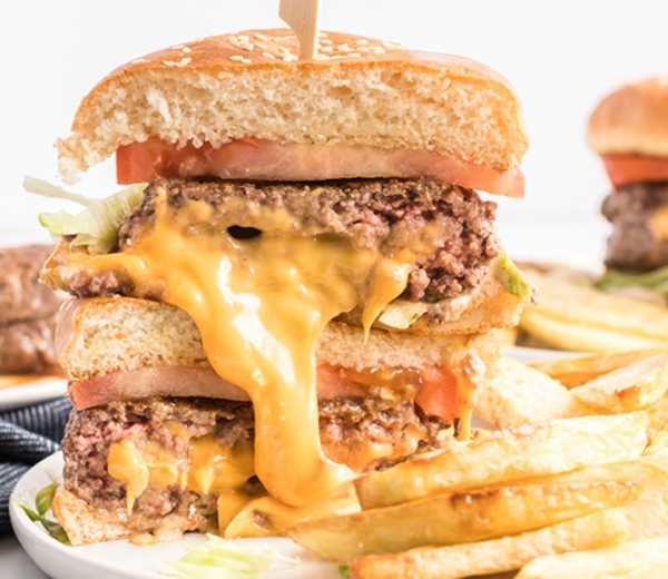 juicy lucy burger with american cheese