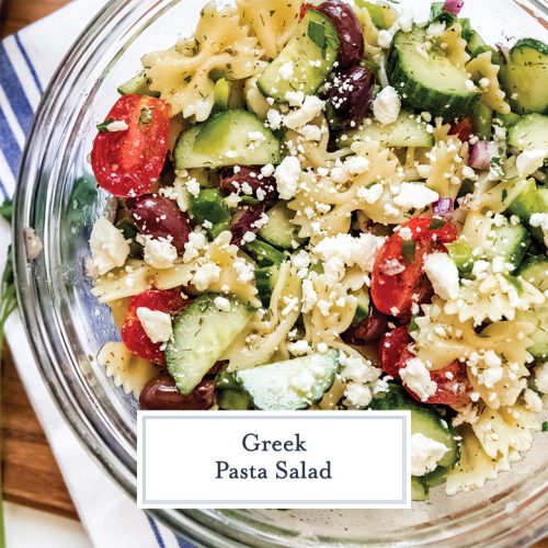 BEST Greek Pasta Salad with Feta Cheese - EASY Greek Pasta Salad