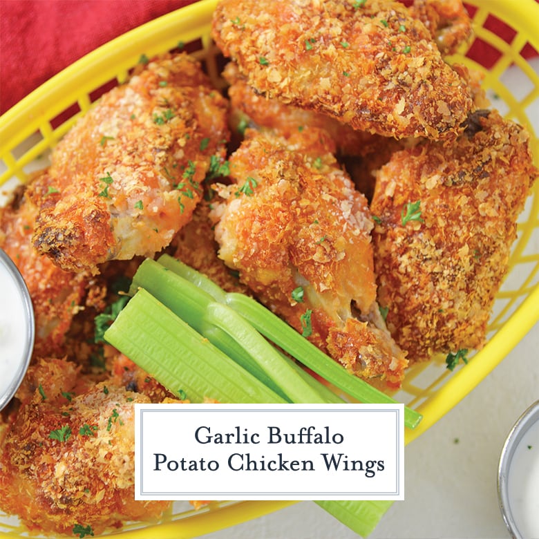 Garlic Buffalo Potato Chicken Wings- Breaded Baked Buffalo Wings