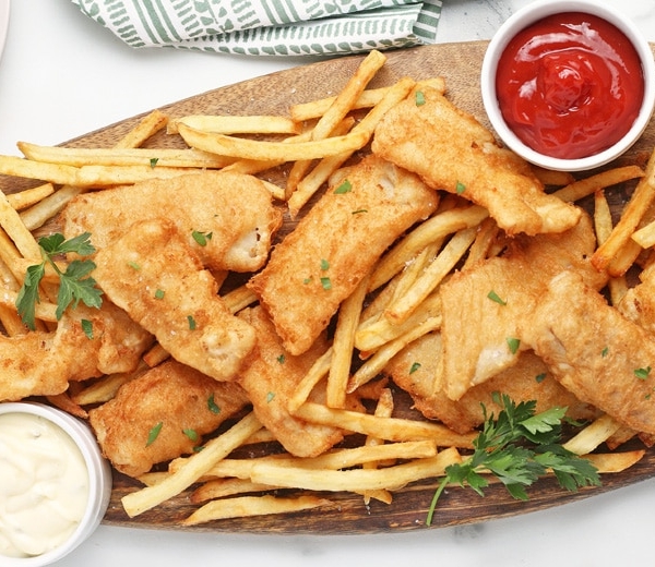 overhead of fish fry batter