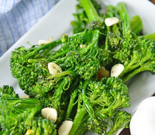 close up of cooked broccolini