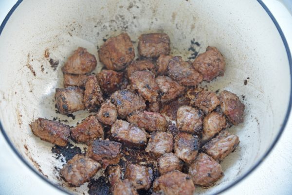 browned beef cubes