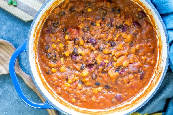 BEST Vegetarian Sweet Potato Chili Recipe- Perfect for Meatless Monday!