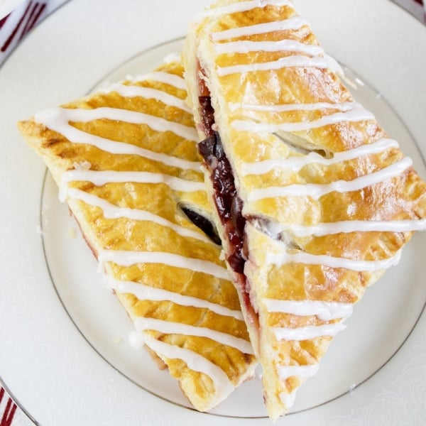 overhead of cherry hand pies