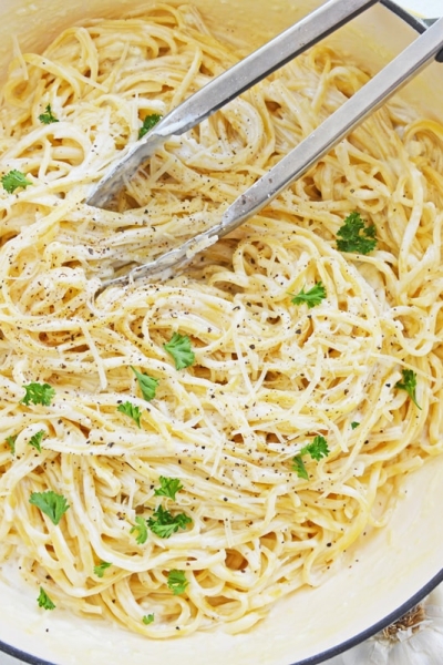 pot with linguine pasta recipe