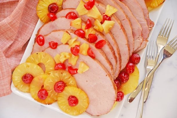 Brown Sugar Pineapple Ham Glazed Baked Ham W Cherries And Pineapple 5118