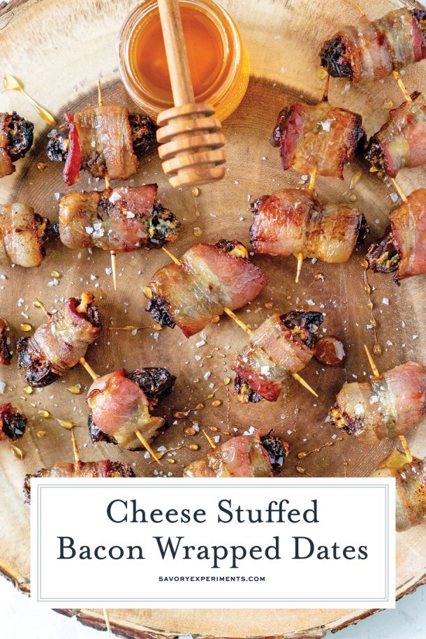 Bacon Wrapped Dates - Stuffed Dates with Blue Cheese and Honey