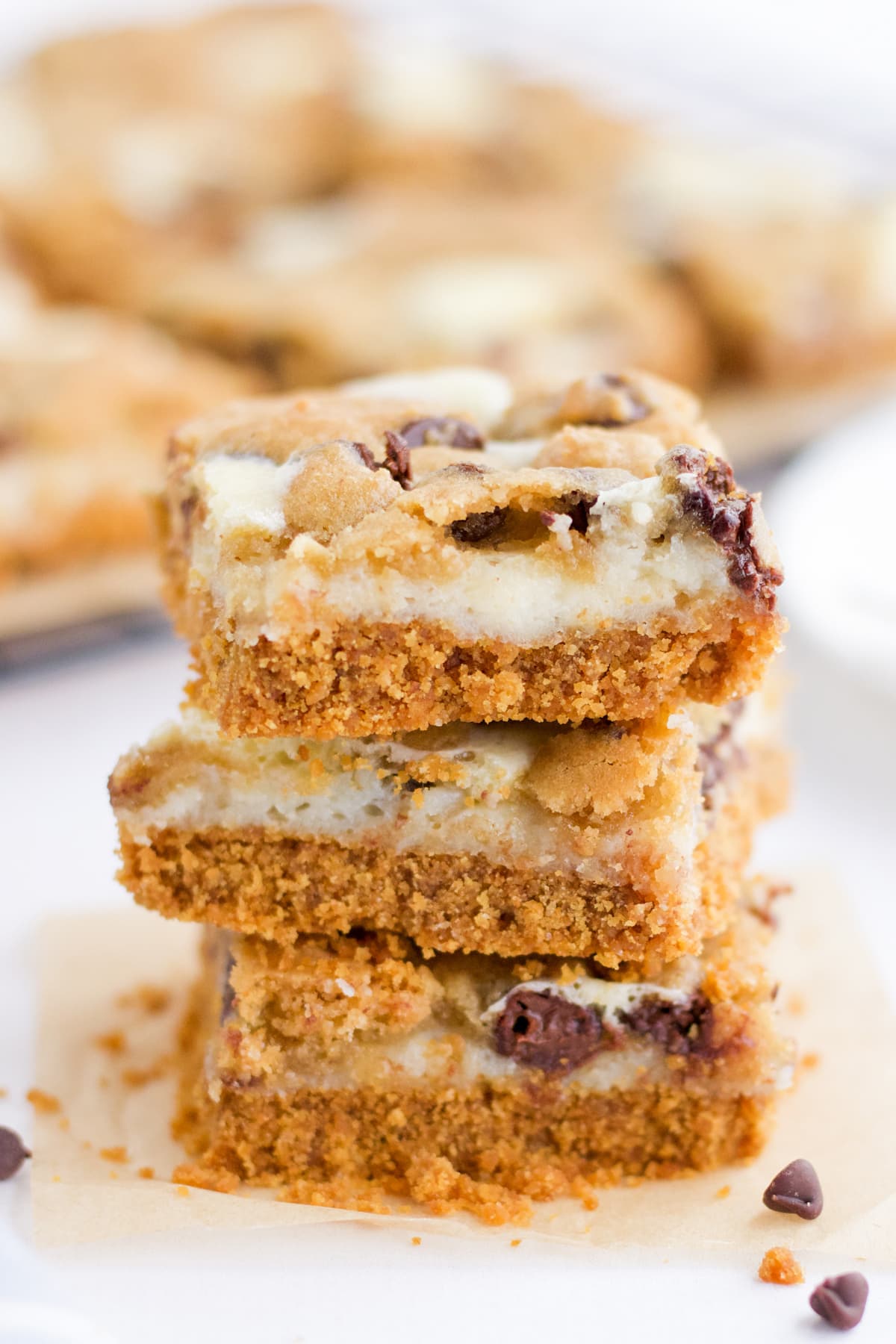 Chocolate Chip Cookie Cheesecake Bars Story - Savory Experiments