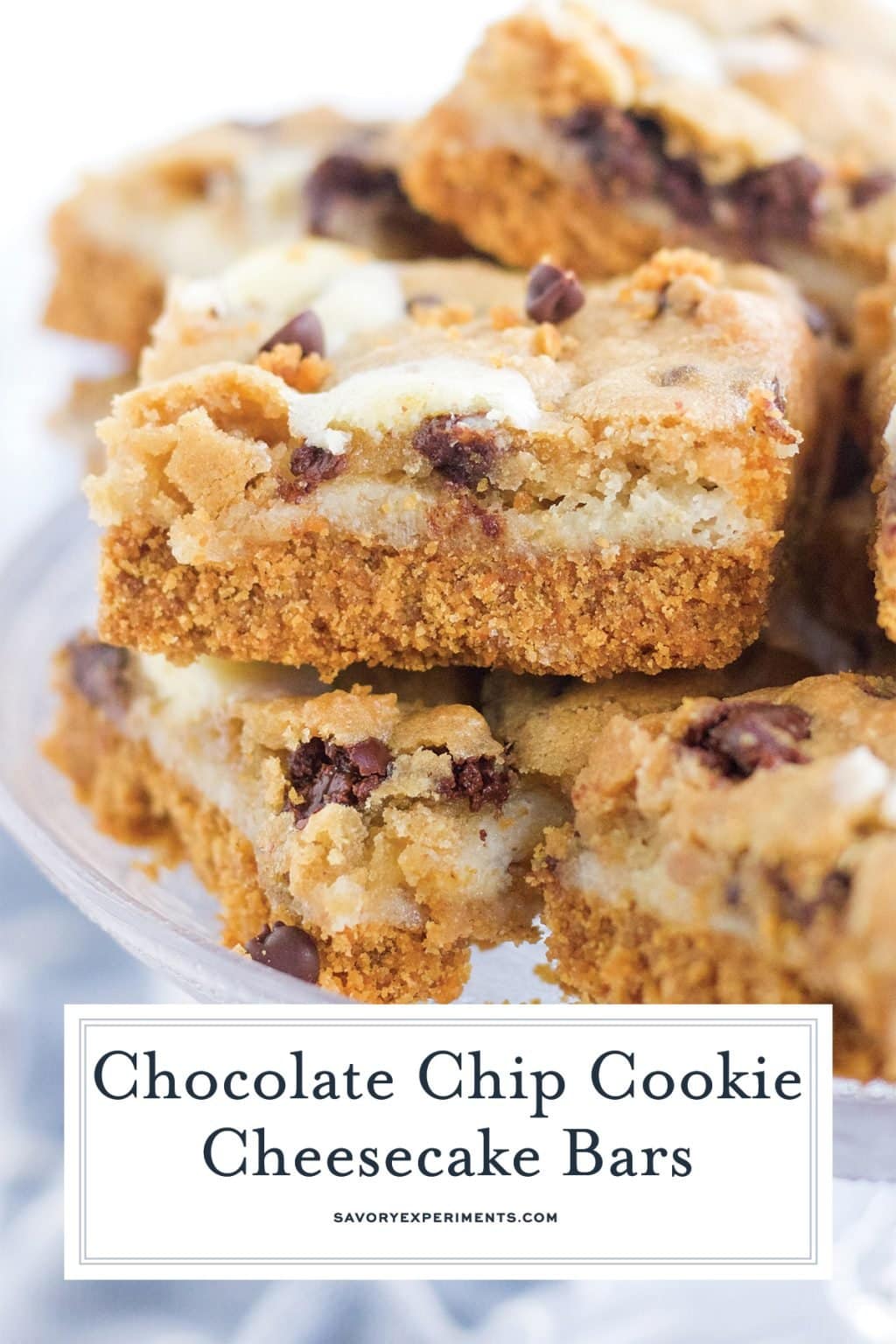 Chocolate Chip Cheesecake Bars- Savory Experiments