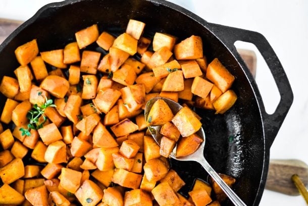 Pan Fried Sweet Potatoes w/ Honey & Cinnamon (Sauteed Sweet Potato)