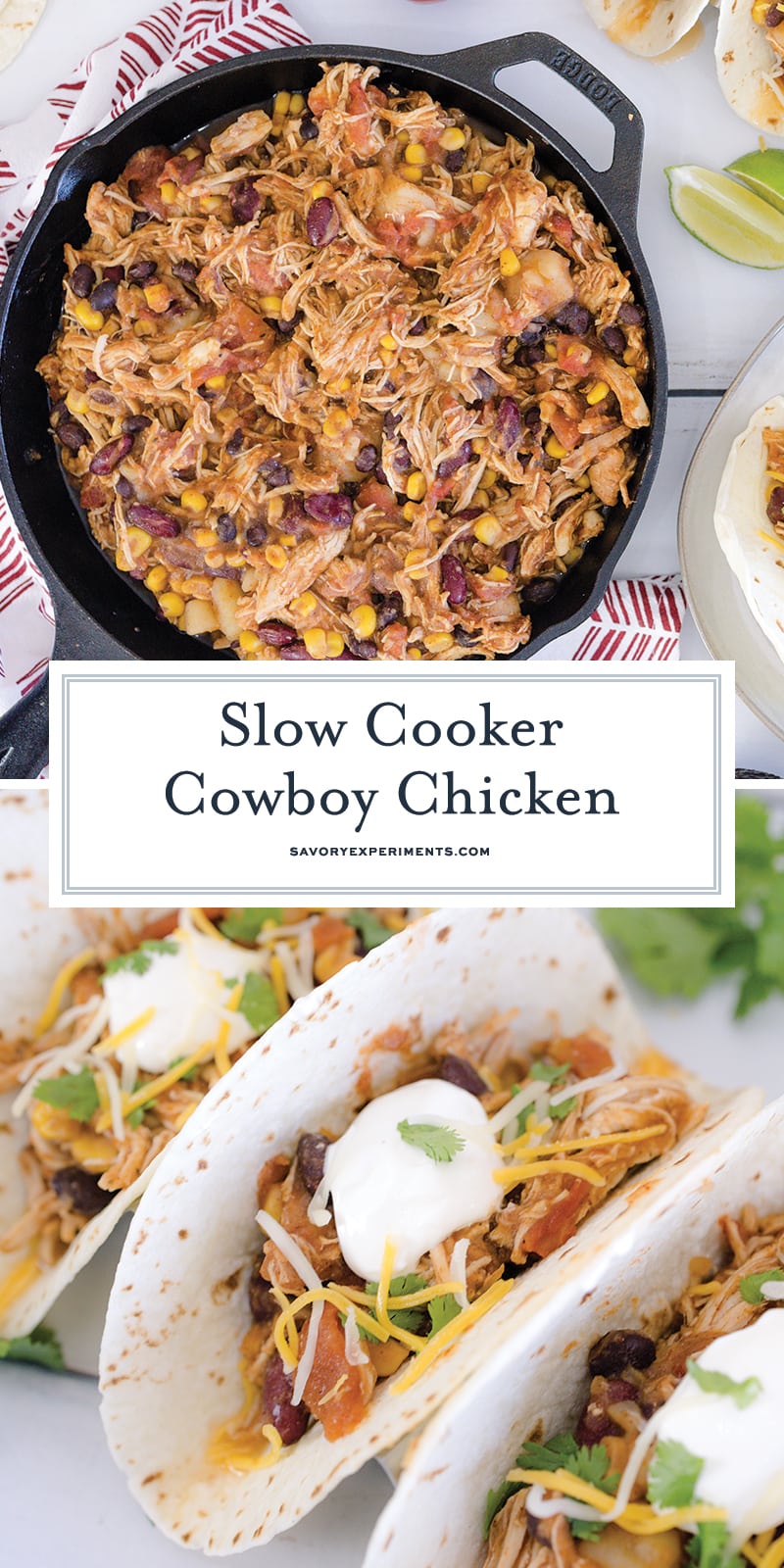 Slow Cooker Cowboy Chicken- Serve as a Bowl, Tacos or Burritos