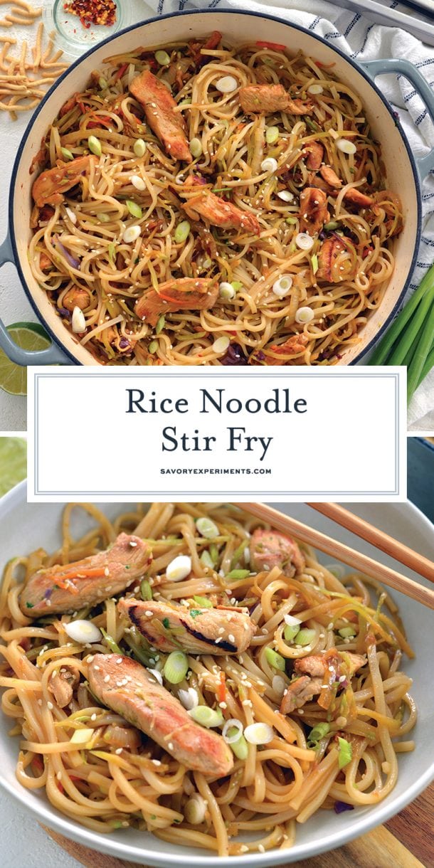 Chicken Stir Fry Rice Noodles - Ready in Only 20 Minutes!