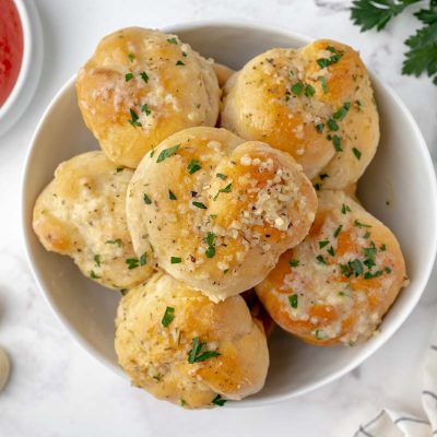 Homemade Garlic Knots - Warm Yeast Rolls Topped w/ Garlic Butter!