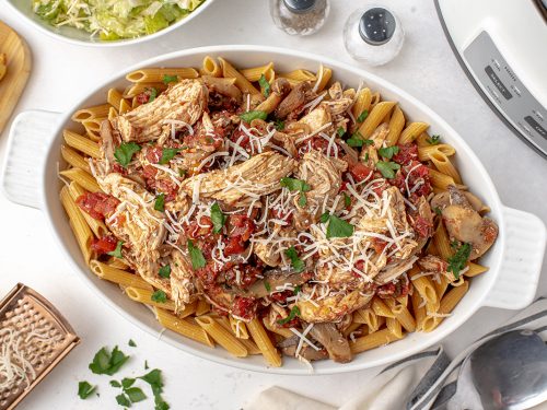 Slow Cooker Balsamic Chicken Pasta - Crockpot Chicken Recipe