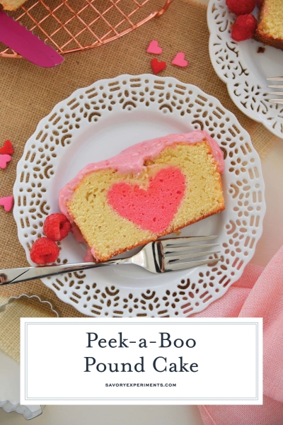 Peek-a-Boo Pound Cake with Raspberry Cream Cheese Frosting