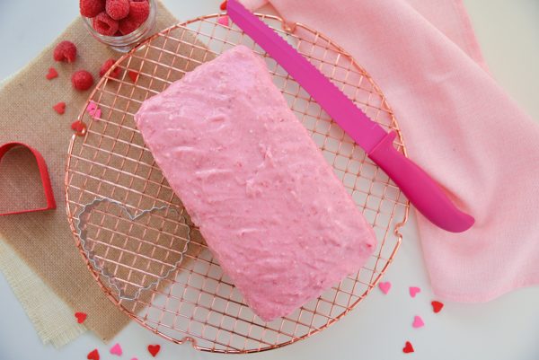 Peek A Boo Pound Cake With Raspberry Cream Cheese Frosting 