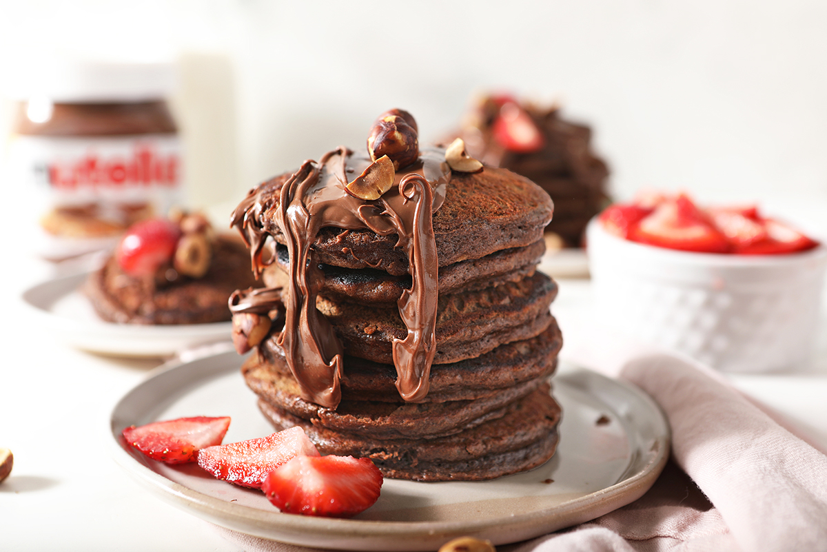 BEST Nutella Pancakes Recipe! Light and Fluffy Homemade Pancakes!