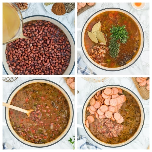 Authentic Red Beans and Rice {Andouille Sausage + Bacon)