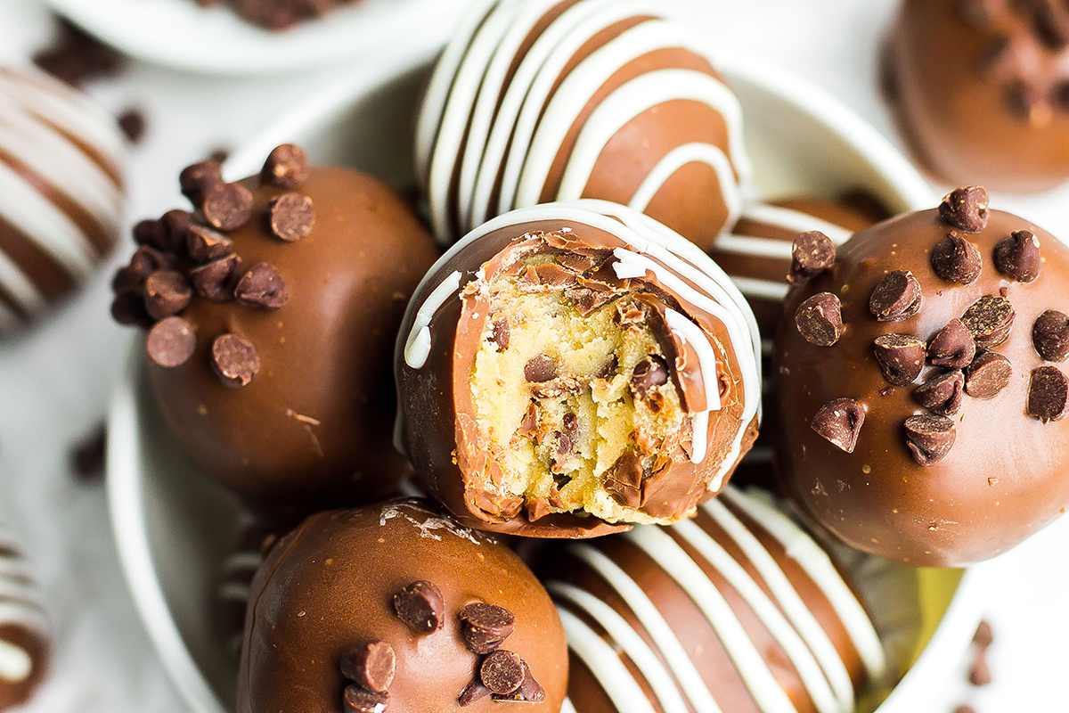 cookie dough truffles in a bowl