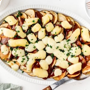 overhead shot of poutine