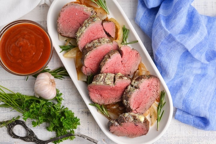 Herb & Garlic Roast Beef Tenderloin (Elegant Dinner Recipe!)