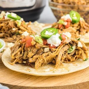 straight on shot of instant pot carnitas taco