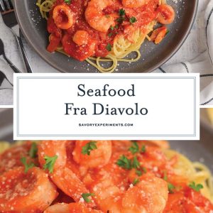 collage of seafood fra diavolo recipe for pinterest