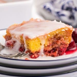 slice of honey bun cake on a plate