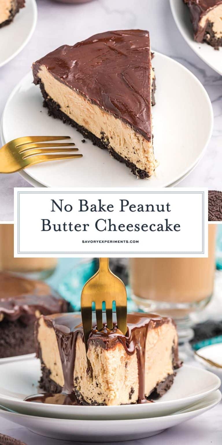 EASY No Bake Peanut Butter Cheesecake Recipe (8 Ingredients!)