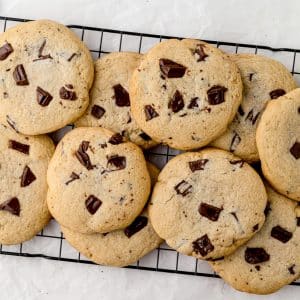 overhead of cookies on a cooling rack