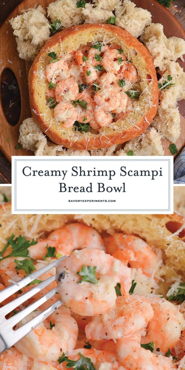 Creamy Shrimp Scampi Bread Bowl - Easy Shrimp Appetizer