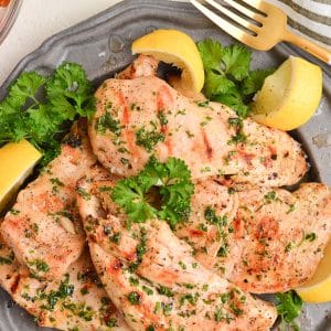 close up of ranch grilled chicken on a plate