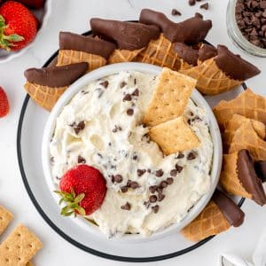 overhead shot of dippers in chocolate chip dip