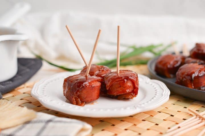 BEST Brown Sugar Bacon Wrapped Kielbasa Bites (EASY App!)