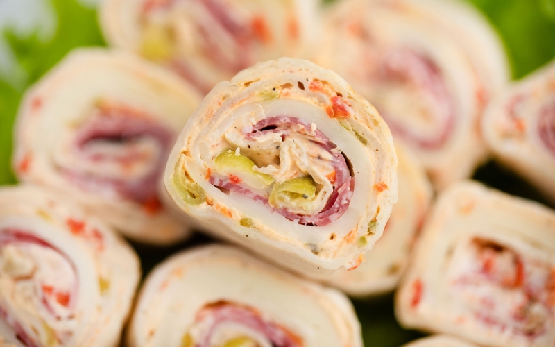 angled close up shot of italian pinwheel